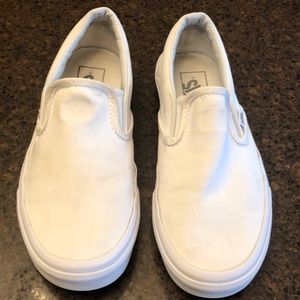 Vans White Slipons Mens 5, Womens 6.5